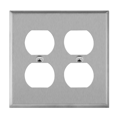 Duplex Receptacle Two-Gang Metal Wall Plate