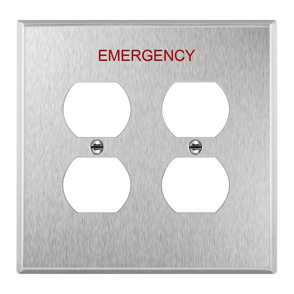 Duplex Two-Gang Emergency Metal Wall Plate, Mid-Size