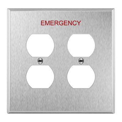 Duplex Two-Gang Emergency Metal Wall Plate, Mid-Size