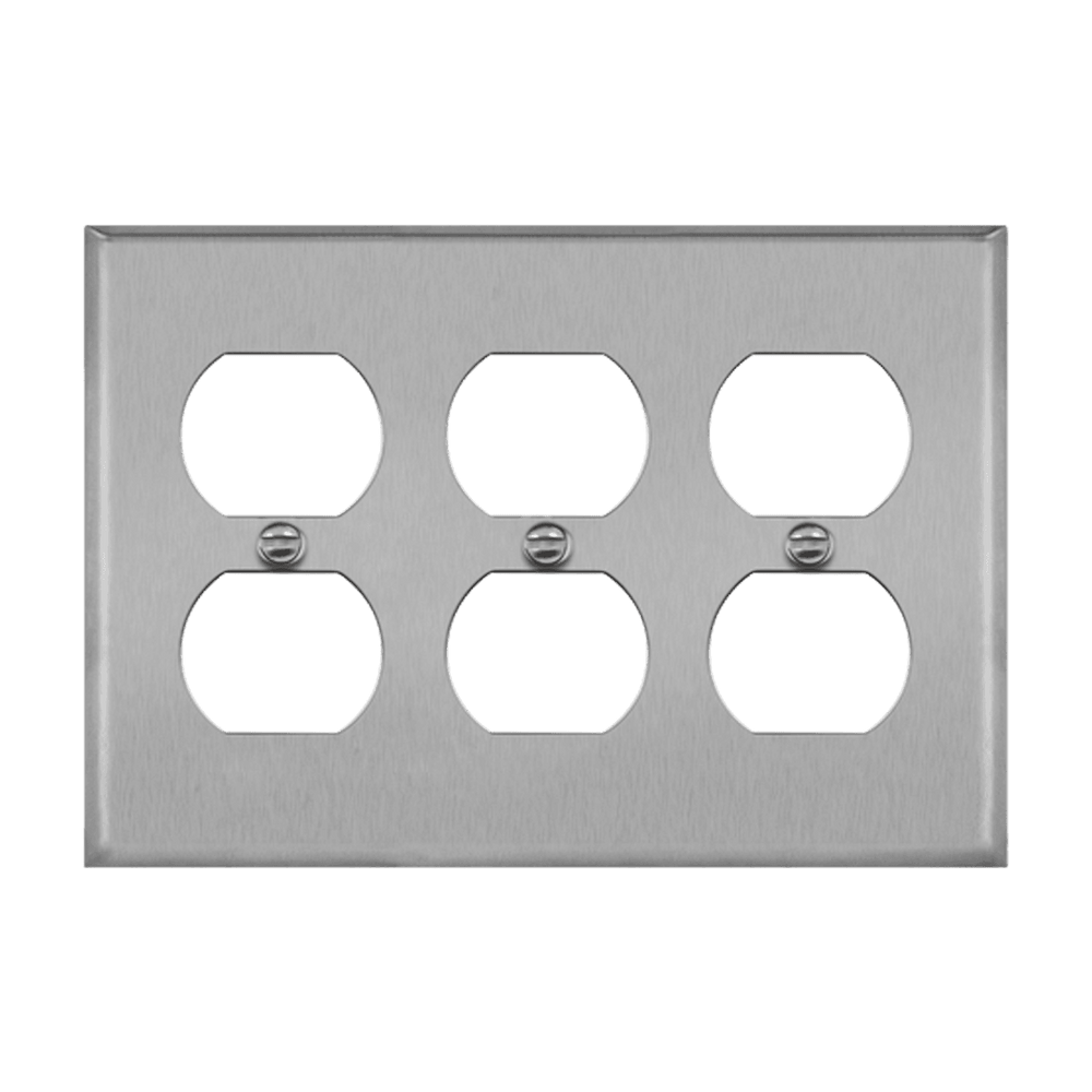 Duplex Receptacle Three-Gang Metal Wall Plate