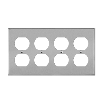 Duplex Receptacle Four-Gang Metal Wall Plate