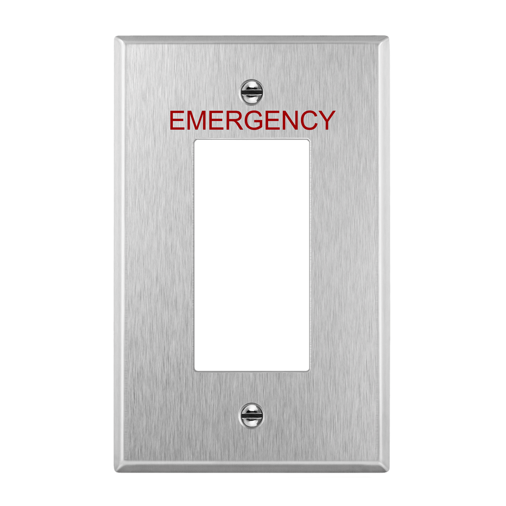 Decorator One-Gang Emergency Metal Wall Plate, Mid-Size