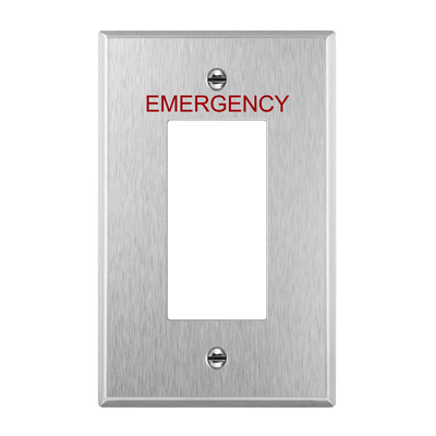 Decorator One-Gang Emergency Metal Wall Plate, Mid-Size