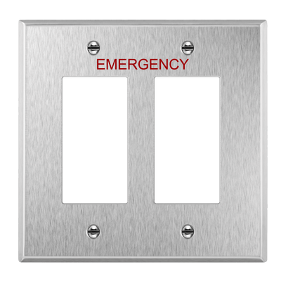 Decorator Two-Gang Emergency Metal Wall Plate, Mid-Size