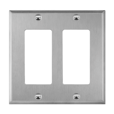 Antimicrobial Decorator/GFCI Two-Gang Metal Wall Plate, Mid-Size