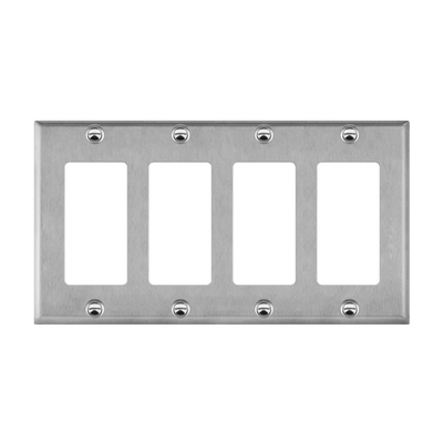 Decorator/GFCI Four-Gang Metal Wall Plate