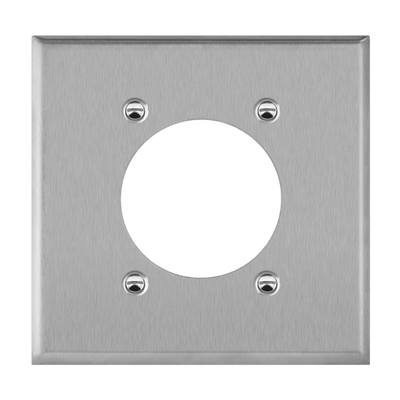 Power Outlet Receptacle Two-Gang Metal Wall Plate