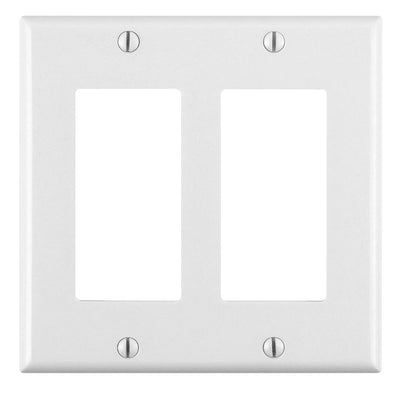 Leviton 80409-NW 2-Gang Decora/GFCI Device Decora Wallplate/Faceplate, Standard Size, Thermoplastic Nylon, Device Mount