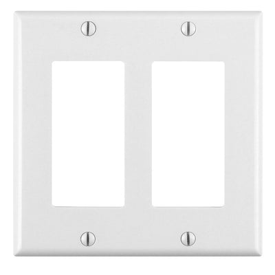Leviton 80409-W 2-Gang Decora/GFCI Device Decora Wallplate/Faceplate, Standard Size, Thermoset, Device Mount