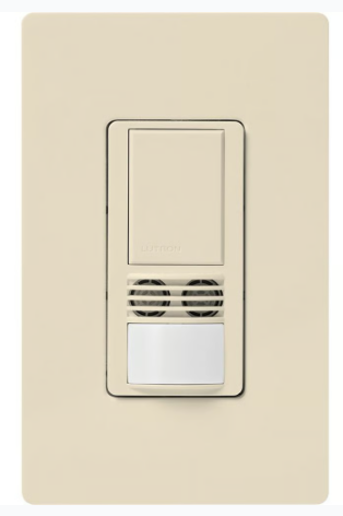 Lutron Maestro Dual-Tech Motion Sensor Switch, Vacancy Only, TAA Compliant, 6A,120-277V, Single Pole/3-Way, Neutral Req'd, WMS-B102-V-LA,Light Almond