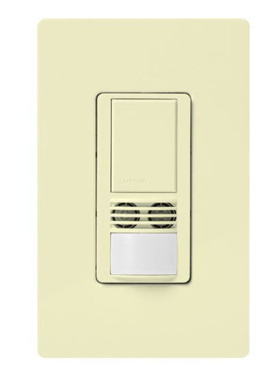 Lutron Maestro Dual-Tech Motion Sensor Switch, TAA Compliant, 6A, 120-277V, Single Pole/3-Way, Neutral Required, WMS-B102-AL, Almond