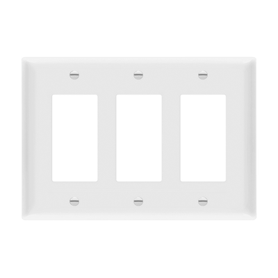 Decorator/GFCI Three-Gang Wall Plate, Mid-Size