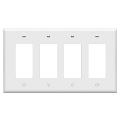 Matte Finish Decorator/GFCI Four-Gang Wall Plate, Mid-Size