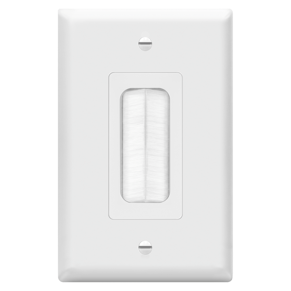 Single-Gang Multimedia Bristled Pass-Through Decorative Adapter
