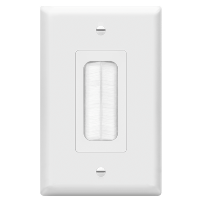 Single-Gang Multimedia Bristled Pass-Through Decorative Adapter