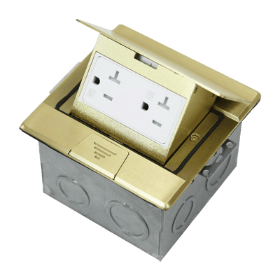 Square Pop-Up Floor Box Kit with 20A Decorator Duplex Tamper & Weather Resistant Receptacle