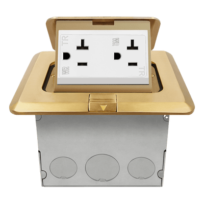 Square Pop-Up Floor Box Kit with 20A Decorator Duplex Tamper & Weather Resistant Receptacle
