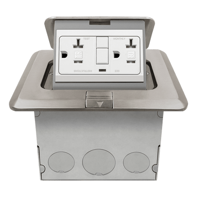 Square Pop-Up Floor Box Kit with 20A GFCI Receptacle