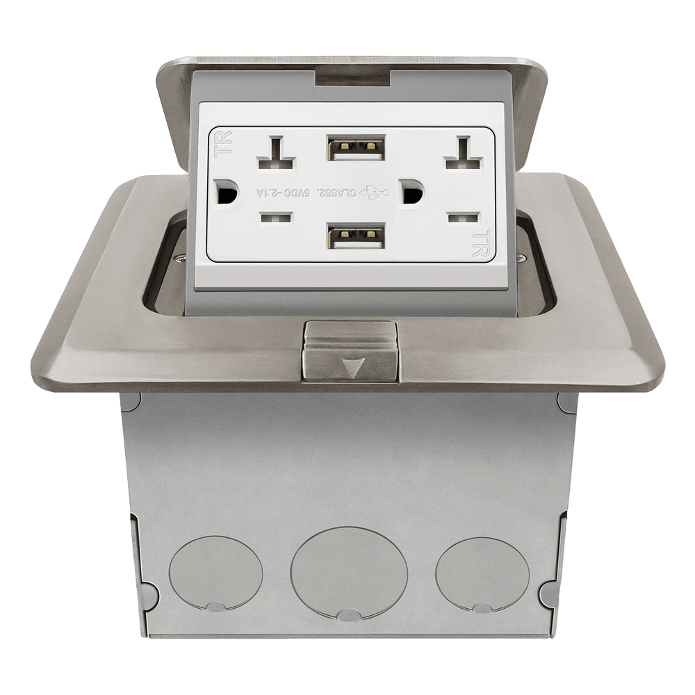 Square Pop-Up Floor Box Kit with 2.1A USB Charger