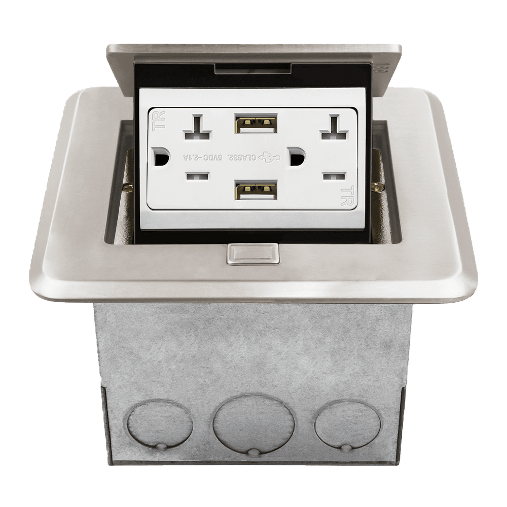 Square Soft Pop-Up Floor Box Kit with 4.0A USB Charger Receptacle