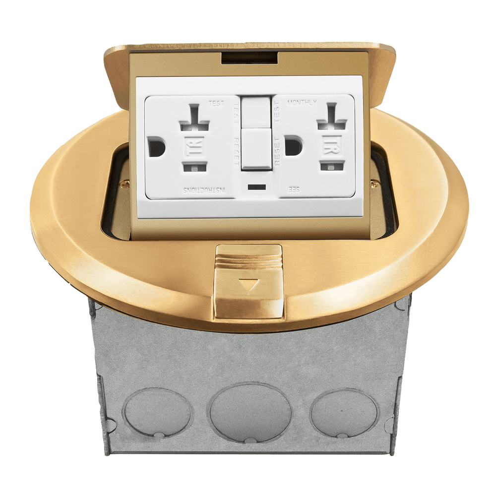 Round Pop-Up Floor Box Kit with 20A GFCI Receptacle