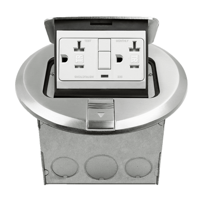 Round Pop-Up Floor Box Kit with 20A GFCI Receptacle