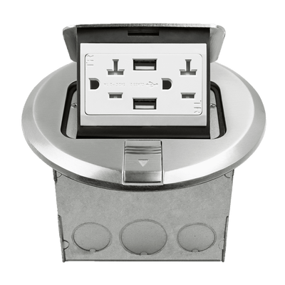 Round Pop-Up Floor Box Kit with 2.1A USB Charger