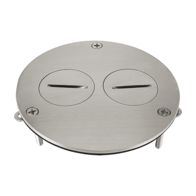 4Dia. Flush Round Cover Plate with 20A Duplex Tamper & Weather Resistant Receptacle