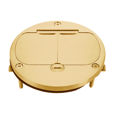 4Dia. Flush Round Dual Flip Lid Cover Plate with 20A Duplex Tamper & Weather Resistant Receptacle