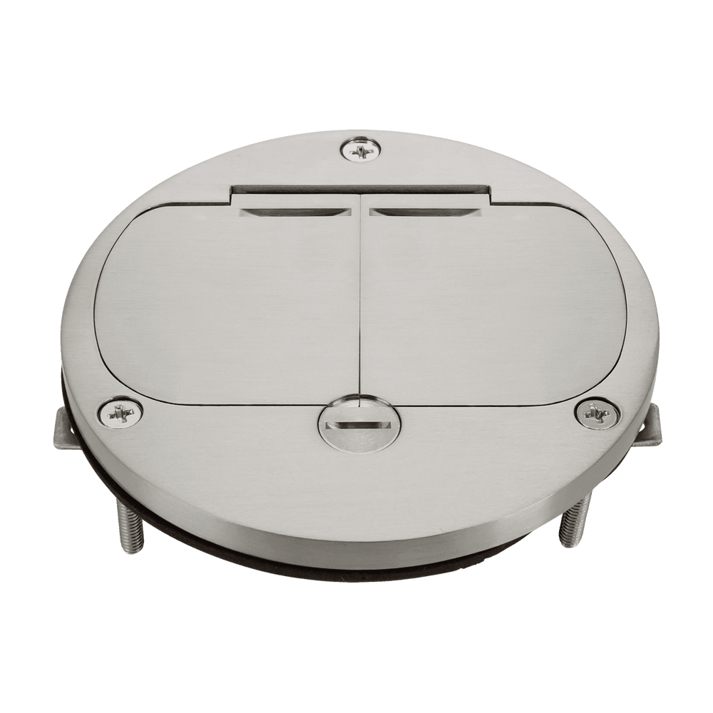4Dia. Flush Round Dual Flip Lid Cover Plate with 20A Duplex Tamper & Weather Resistant Receptacle
