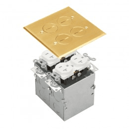 Two-Gang Floor Box Kit with 20A Duplex Tamper & Weather Resistant Receptacle