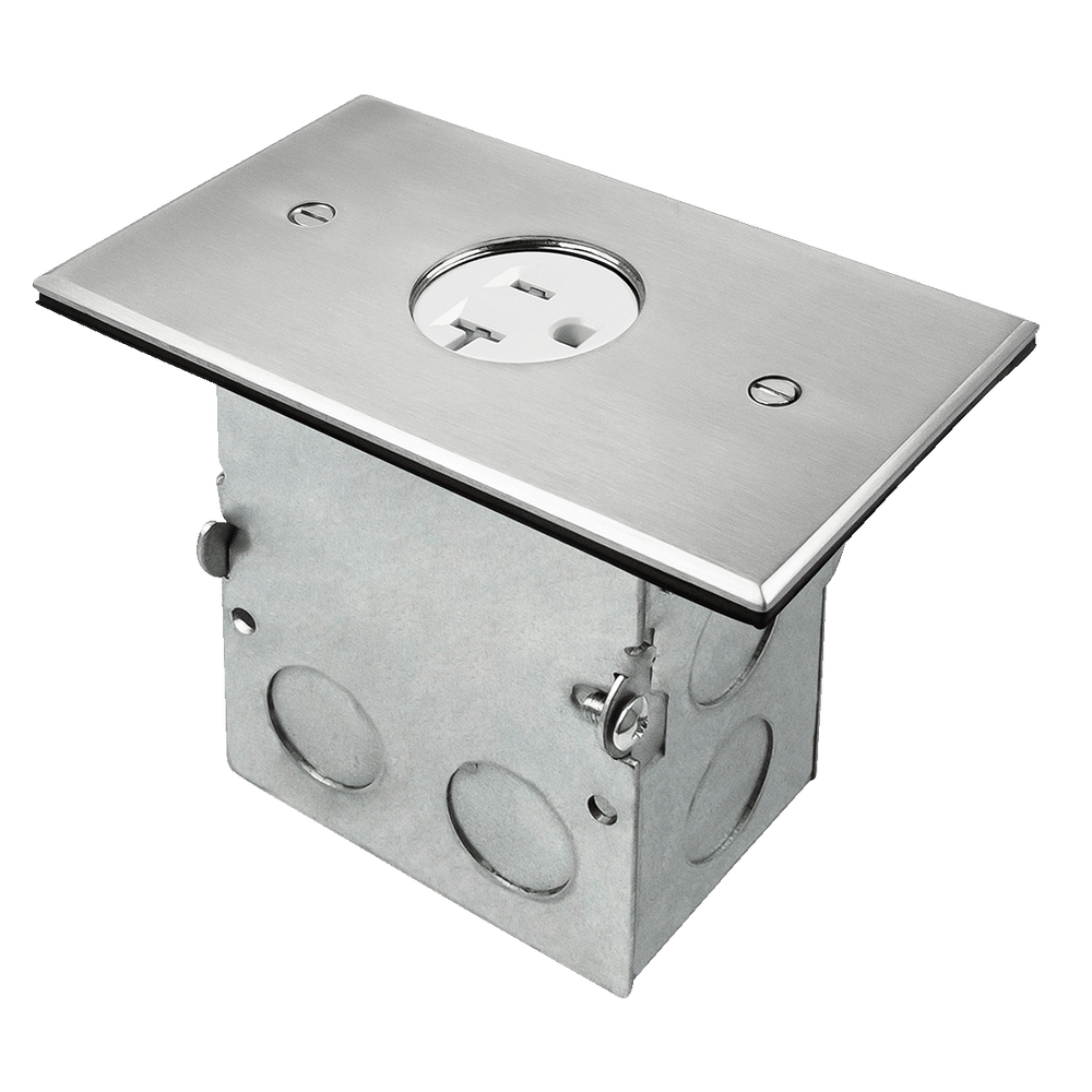 One-Gang Floor Box Kit with 20A Single Tamper-Resistant Receptacle
