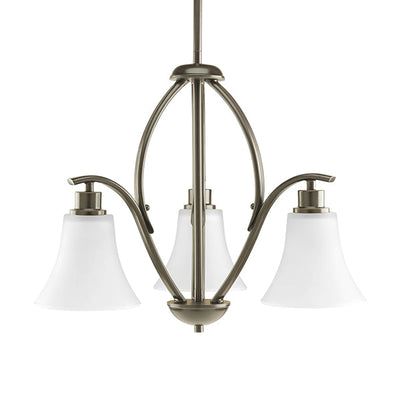 Progress Lighting P4489-20W Joy 3-Light Etched Glass Chandelier Light, Antique Bronze