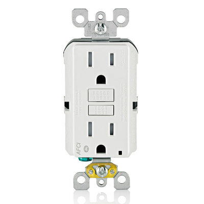 Leviton AFBL1-W White – 15 Amp, 125 Volt Receptacle/Outlet, 20 Amp Feed-Through, Tamper-Resistant, AFCI Receptacle/Outlet