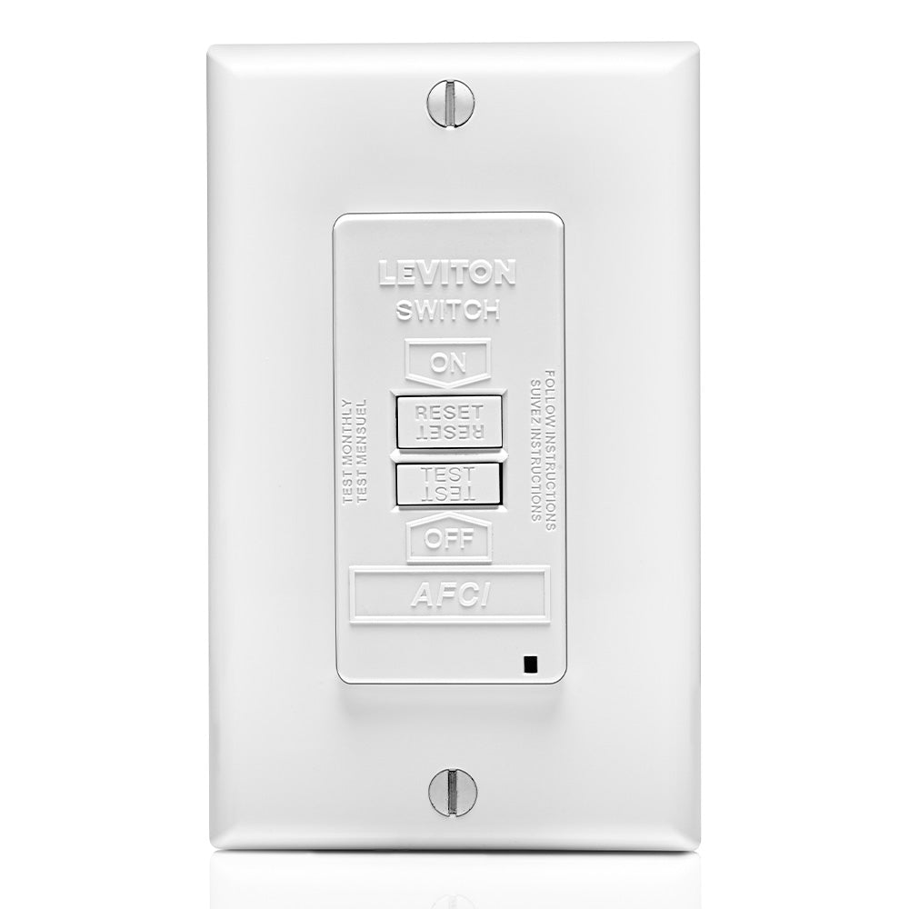 Leviton AFRBF-W Protect your home from electrical fires with arc fault detection from this 20 A White blank face AFCI with