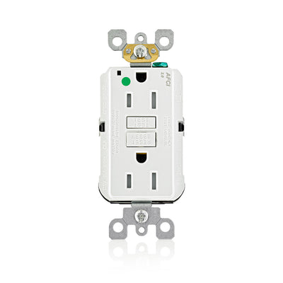 Leviton AFTR1-HGW 15 A & 20 A Feed-Through 125 VAC GFCI Receptacle White