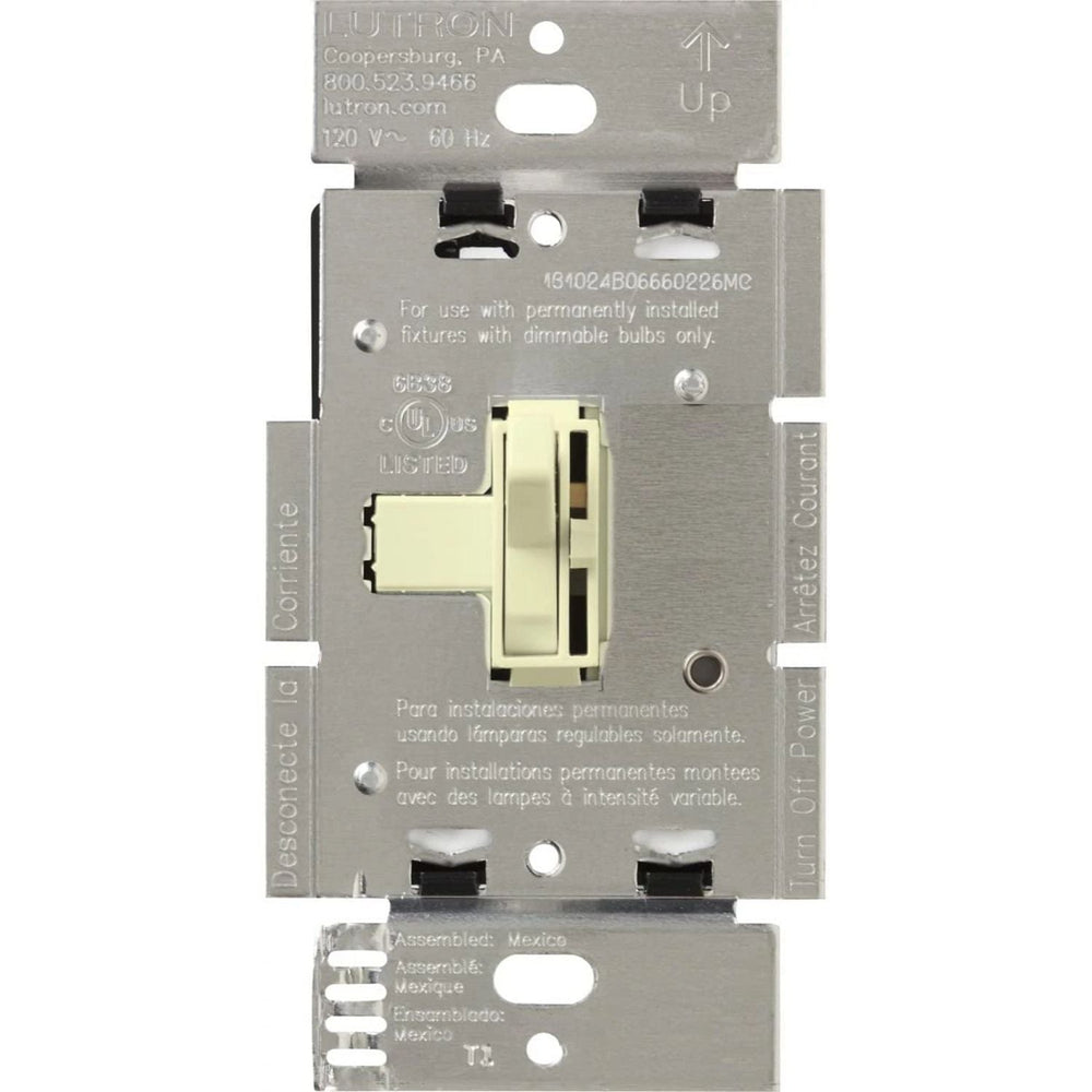 Lutron Ariadni Dimmer Switch, 1000W, Incandescent/Halogen Only, 120V, Single Pole, AY-10P-AL, Almond