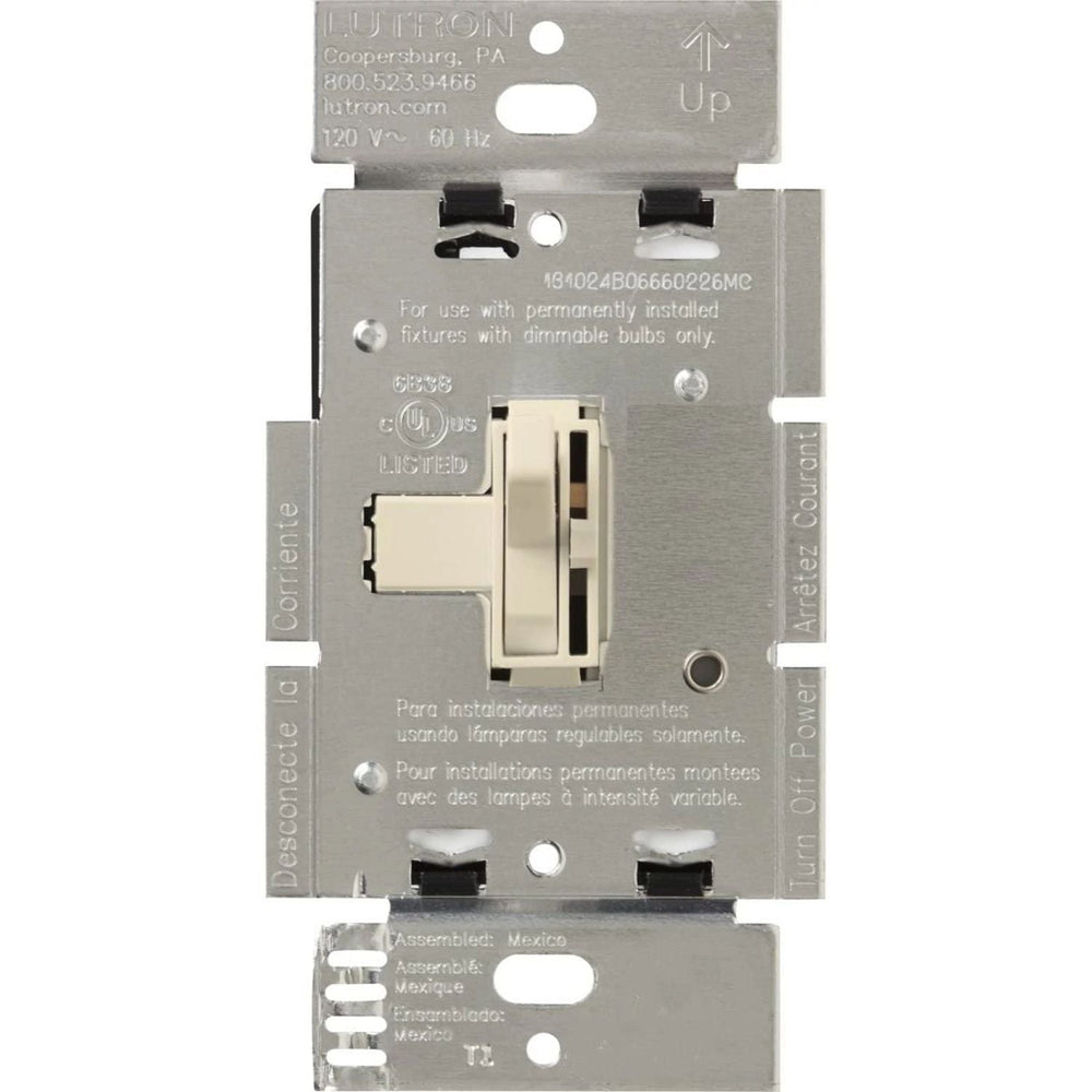 Lutron Ariadni Dimmer Switch with Locator Light, 1000W, Incandescent/Halogen Only, 120V, Single Pole, AY-10PNL-LA, Light Almond
