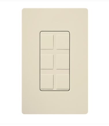 Lutron Claro 6-Port Frame, Field Customizable, Fits Decorator-Style Wall Plates, CA-6PF-LA, Light Almond