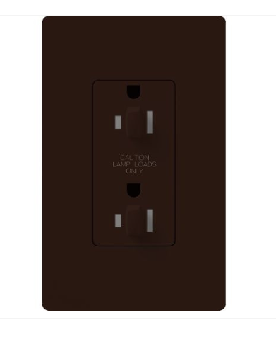Lutron Claro 15A Dual Dimming, Tamper Resistant Duplex Receptacle, Decorator-Style Outlet, Gloss Finish, CAR-15-DDTR-BR, Brown