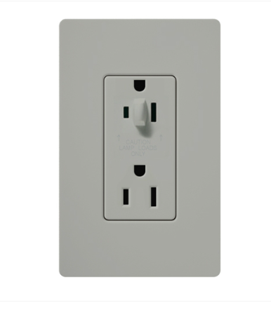 Lutron Claro 15A Half-Dimming, Tamper Resistant Duplex Receptacle, Decorator-Style Outlet, Gloss Finish, CAR-15-HDTR-GR, Gray