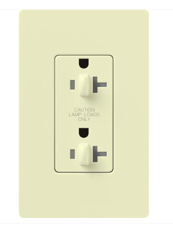 Lutron Claro 20A Dual Dimming, Tamper Resistant Duplex Receptacle, Decorator-Style Outlet, Gloss Finish, CAR-20-DDTR-AL, Almond