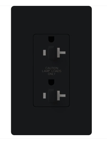 Lutron Claro 20A Dual Dimming, Tamper Resistant Duplex Receptacle, Decorator-Style Outlet, Gloss Finish, CAR-20-DDTR-BL, Black