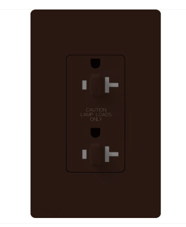 Lutron Claro 20A Dual Dimming, Tamper Resistant Duplex Receptacle, Decorator-Style Outlet, Gloss Finish, CAR-20-DDTR-BR, Brown
