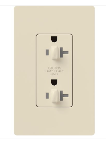 Lutron Claro 20A Dual Dimming, Tamper Resistant Duplex Receptacle, Decorator-Style Outlet, Gloss Finish, CAR-20-DDTR-LA, Light Almond