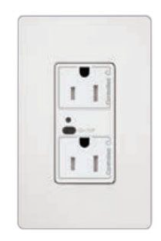Lutron Vive RF Wireless Receptacle, 15A Dual Switching Duplex, Decorator-Style Outlet, Gloss Finish, CAR2S-15-DTR-WH, White