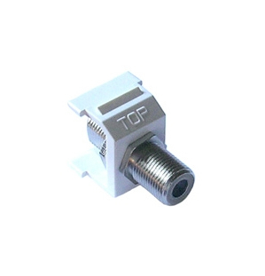 Lutron 75 Ohm Coaxial Cable Jack Connector, F-Style, for 6-Port Frame, CON-1C-WH, White