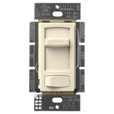 Lutron Skylark Contour Dimmer Switch, 1000W Incandescent/Halogen or 600VA MLV, Single Pole/3-Way, 120V, CT-103P-AL, Almond