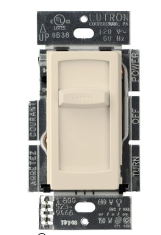 Lutron Skylark Contour Slide-to-Off LED+ Dimmer Switch, 150W LED or 600W Inc/Hal, Single Pole Only, 120V, CT-150-LA, Light Almond