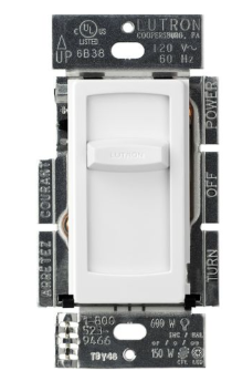 Lutron Skylark Contour Slide-to-Off LED+ Dimmer Switch, 150W LED or 600W Inc/Hal, Single Pole Only, 120V, CT-150-WH, White
